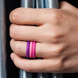 ThunderFit Womens Thin Swivel Rings, 10 Rings / 8 Rings / 4 Rings / 1 Ring - Stackable Silicone Wedding Rings - 2.5mm Wide - 2mm Thick