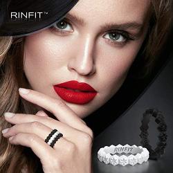 Rinfit Designed Silicone Wedding Ring for Women Set of Thin & Stackable Rings. 3 Rings Pack. Comfortable, Soft Rubber Wedding Bands.