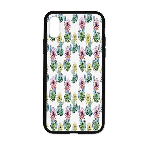 Cactus Decor Simple Phone Case,Hot Desert South Mexican Vintage Plant Cactus Flowers with Spikes Compatible with iPhone X,iPhoneX