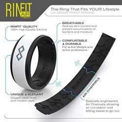 Rinfit Silicone Wedding Ring for Men 1 or 3 Rings Pack. RinfitAir Breathable Design, Silicone Rubber Bands. Mens Wedding Band Size 7-14