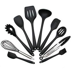 ZOUWEILING Silicone Kitchenware Kitchenware Stainless Steel Silicone Kitchenware Set Silicone Kitchenware Set Spatula Set Convenient Storage Durable,Black