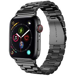 Supoix 42mm/44mm XL Large Bands Compatible with Apple Watch Series 5 4 44mm/Series 3 2 1 42mm,Stainless Steel Metal Link Replacement Wristbands Strap for Men-Space Black