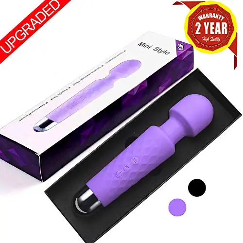 Upgraded Powerful Massager with 20 Magic Vibration Modes, Whisper Quiet, Waterproof, Handheld, Cordless for Neck Shoulder Back Body Massage, Sports Recovery & Muscle Aches - Purple Mini (Purple.)