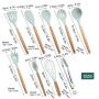 Kitchen Utensil, 9Pcs Kitchenware Set Silicone Beech Wood Handles Cooking Utensils Kitchen Tools, Slotted Turner/Spoon/Colander/Soup Ladle/Noodle Shovel/Scraper/Oil Brush/Egg-beater/Food Tong