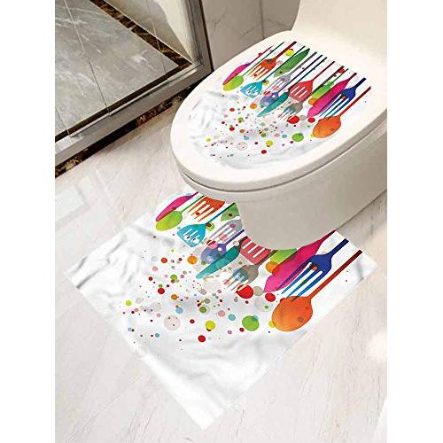 AuraiseHome Colorful Stickers for Bathroom Washroom Seat 2-Piece Suit Home Kitchenware Modern Toilet Seat Decals Cute