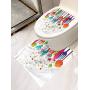 AuraiseHome Colorful Stickers for Bathroom Washroom Seat 2-Piece Suit Home Kitchenware Modern Toilet Seat Decals Cute