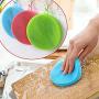 Cleaning Pads 1 Piece Cleaning Brush Dishwashing Sponge Silicone for Kitchen Fruit Vegetable Cutlery Kitchenware Brushes Kitchen Tools Scouring Sponge (Color : Red)