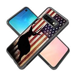 Samsung Galaxy S10 Case with American Flag Pattern Whimsical Design Bumper Black Soft TPU and PC Protection Anti-Slippery &Fingerprint Case for Samsung Galaxy S10