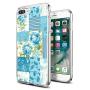 iPhone 7 8 Case, Soft TPU Slim-Fit Flexible Ultra-Thin Clear Case, Full-Body Rugged Bumper Print Blue Flower Case for iPhone 7 8, Transparent