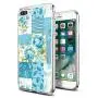 iPhone 7 8 Case, Soft TPU Slim-Fit Flexible Ultra-Thin Clear Case, Full-Body Rugged Bumper Print Blue Flower Case for iPhone 7 8, Transparent