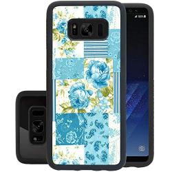 Samsung Galaxy S8 Case, Blue Flower Shock-Absorption TPU Rubber Bumper Samsung Galaxy S8 Case, Ultra Thin Slim Protective Cover for Samsung Galaxy S8-Black