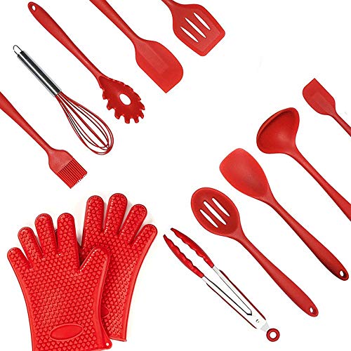 Yuybei-Home Silicone kitchenware 11-Piece Silicone Kitchen Utensils Cooking Utensils Set for Nonstick Cookware Includes Slotted Turner Whisk Brush and More Nonstick Heat Resistant Tools