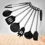 Hjyi Silicone Kitchen tools stainless steel pipe handle silicone kitchenware high temperature silicone kitchenware 8-piece set