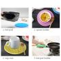 Round Hot Pots - Silicone Trivets Set for Hot Dishes 6 Pcs,Pot Holder,Spoon Rest,Jar Opener,Plate Mat,Cup Mat,Garlic Peeler Flexible Insulation Non-slip Durable Pad