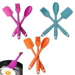 3PCS Silicone Spatula Spoon Brush Set Cooking Utensil Tool Kit Heat Resistant Basting Brush Silicone Kitchenware Random Color