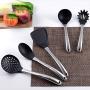 JunbosiKitchenware Silicone Kitchenware Set Stainless Steel Spatula Nonstick Soup Spoon Fishing Fence Cooking Spoon Shovel