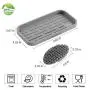 Ecoart Silicone Sponge Holder Tray, Dishwashing Brush Holder, Sponge Caddy, Kitchen Sink Organizer,Bathroom Organizer,with Silicone Cleaning Brush (Gray)