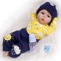 Reborn Baby Doll Outfits Accessories 3 Piece Set for 20"- 22" Newborn Boy Yellow and Dark Blue