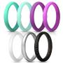 ThunderFit Womens Thin and Stackable Silicone Rings Wedding Bands - 7 Rings / 1 Ring 2.5mm Width - 1.8mm Thick