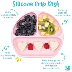 Bumkins Silicone Grip Dish, Suction Plate, Divided Plate, Baby Toddler Plate, BPA Free, Microwave Dishwasher Safe ? Pink