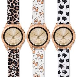 VIGOSS Compatible Galaxy Watch 42mm Bands/Galaxy Watch Active 40mm Band, Women 20mm Silicone Strap Replacement Bracelet Wristband for Samsung Galaxy Watch 42mm R810 Smartwatch (3 Pack Animal Print)