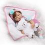 Pinky 55cm 22 inch Sleeping Soft Vinyl Silicone Doll True Looking Realistic Reborn Doll Baby Girl Eyes Closed Magnetic Mouth Dummy Xmas Gift