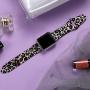 KOLEK Floral Bands Compatible with Apple Watch 44mm 42mm, Silicone Cheetah Printed Replacement Bands for iWatch Series 4 3 2 1, Leopard, S, M