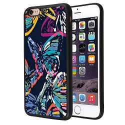 iPhone 6s 6 Case,Flexible Soft TPU Cover Shell,Slim Silicone Black Rubber Non-Slip Durable Design Protective Phone Case for iPhone 6s 6 -Butterfly