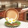 WJSW Non-Stick Copper Frying Pans, Ceramic Coating, Round Aluminum Saute Pan for Gas, Electric and Induction Cooktops,Oven Safe (24cm)