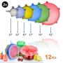 SPECIAL OFFER 15 Pack Silicone Stretch Lids 12pcs, Metal Drinking Straw + 2 Gift bags, Various Sizes and Shape of Containers, Reusable, Durable + Expandable Food Covers, Keeping Food Fresh, Dishwasher