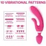 Rabbit Vibrator for Vagina - Dildo Vibrator Adult Toy - Sex for Couples - G Spot Vibrator Stimulator - Clit Vibrator - Suitable Male Sex Toy for Anal Play - Adult Toy for Couples, Pink, Lyps Athena