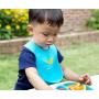 Single Set of 2 Waterproof Silicone Baby Bib Light Weight Comfortable Easy Wipe Clean(Blue/Green)