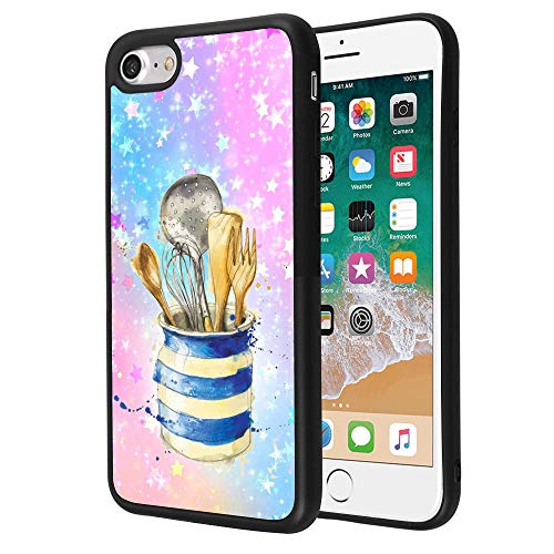 iPhone 7 8 Case,Flexible Soft TPU Cover Shell,Slim Silicone Black Rubber Non-Slip Durable Design Protective Phone Case for iPhone 7 8 -Kitchenware