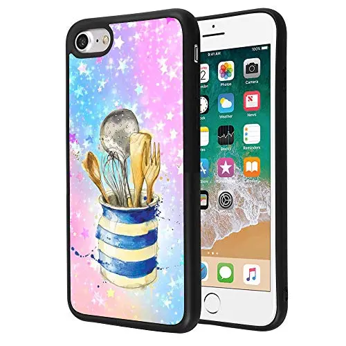 iPhone 7 8 Case, Kitchenware Shock-Absorption TPU Rubber Bumper iPhone 7 8 Case, Ultra Thin Slim Protective Cover for iPhone 7 8-Black