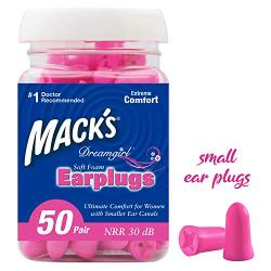 Macks Dreamgirl Soft Foam Earplugs, 50 Pair, Pink - Small Ear Plugs for Sleeping, Snoring, Studying, Loud Events, Traveling & Concerts