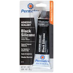 Permatex 81158-12PK Black Silicone Adhesive Sealant, 3 oz. Tube (Pack of 12)