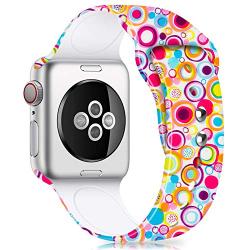 Humenn Compatible with Apple Watch Band 38mm 40mm 42mm 44mm,Soft Silicone Fadeless Pattern Printed Replacement Bands for iWatch Series 1,2,3,4