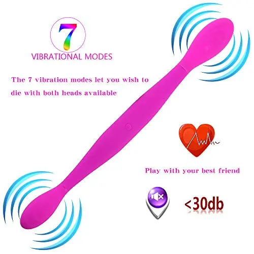 Silicone Waterproof Double Head Massager is an Energetic 7 Frequency Slim Toy for Men and Women