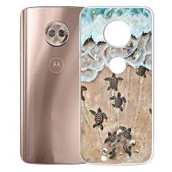 Moto G6 Case, Soft TPU Slim-Fit Flexible Ultra-Thin Clear Case, Full-Body Rugged Bumper Print Baby Turtle Case for Moto G6, Transparent