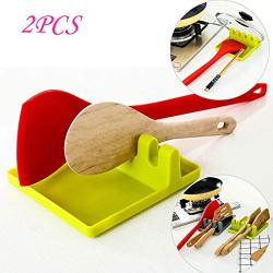 Samoii Set of 2 Kitchen Silicone Cooking Utensil Holder Non-Slip Anti-Heat Kitchenware Rack (Gray)