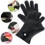 AOTOSOLO Kitchen & BBQ Tool Set, 1 Set Pulled Pork Claws + Heat Resistant Silicone Gloves +1 Silicone Basting Brush, Use as BBQ Meat Turner or Oven Mitts, Heat Resistant Grilling Accessories (Black)