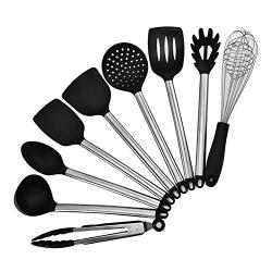 9 Pieces of Silicone Kitchen Utensils, Stainless Steel Handle Cooking Spoon Shovel Tool, Non-Stick Pan, Silicone Appliance, Kitchenware