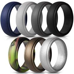 Saco Band Silicone Rings Men - 7 Rings / 1 Ring Rubber Wedding Bands