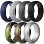 Saco Band Silicone Rings Men - 7 Rings / 1 Ring Rubber Wedding Bands