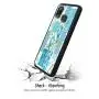 Samsung Galaxy A40 Case, Blue Flower Shock-Absorption TPU Rubber Bumper Samsung Galaxy A40 Case, Ultra Thin Slim Protective Cover for Samsung Galaxy A40-Black
