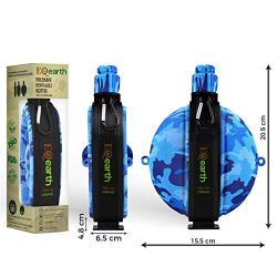 EQearth Silicone Foldable Water Bottle with Compass ?Army & Navy Design, Outdoor Indoor Sport Food-Grade Safe, BPA Free & Non-Toxic Eco-Friendly, Compact, Collapsible, Light Weight, Hot & Cold Drinks