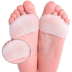 Metatarsal Pads,Ball of Foot Cushions,Silicone Forefoot Sleeve,Toe Separator,Metatarsalgia Insoles,Best for Mortons Neuroma Callus,Diabetic Feet,Hammer Toe,High Heels Foot Pain Relief,6 PCS (White)