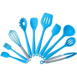 Silicone Kitchenware 10-piece Set Non-stick Pot Set Kitchen Tools Baking Utensils A Color boxed blue 10-piece set