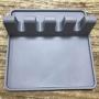 BESTONZON 2PCS Silicone Kitchen Utensil Rest Square Heat Resistant Ladle Fork Mat Spoon Rest Kitchenware Drying Mat (Grey)