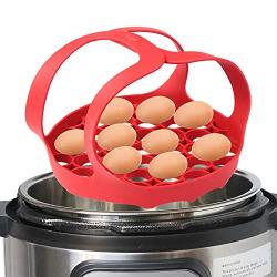 WYJP Pressure Cooker Sling Silicone Bakeware Sling for Instant Pot 6 Qt/8 Qt Anti-scalding Bakeware Lifter Steamer Rack Red, Dishwasher Safe